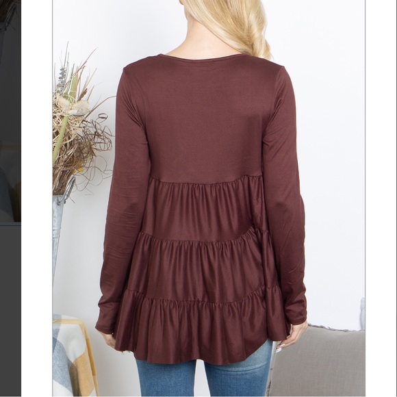 Boho Long Sleeves Tiered Tunic Top - Picture 4 of 4